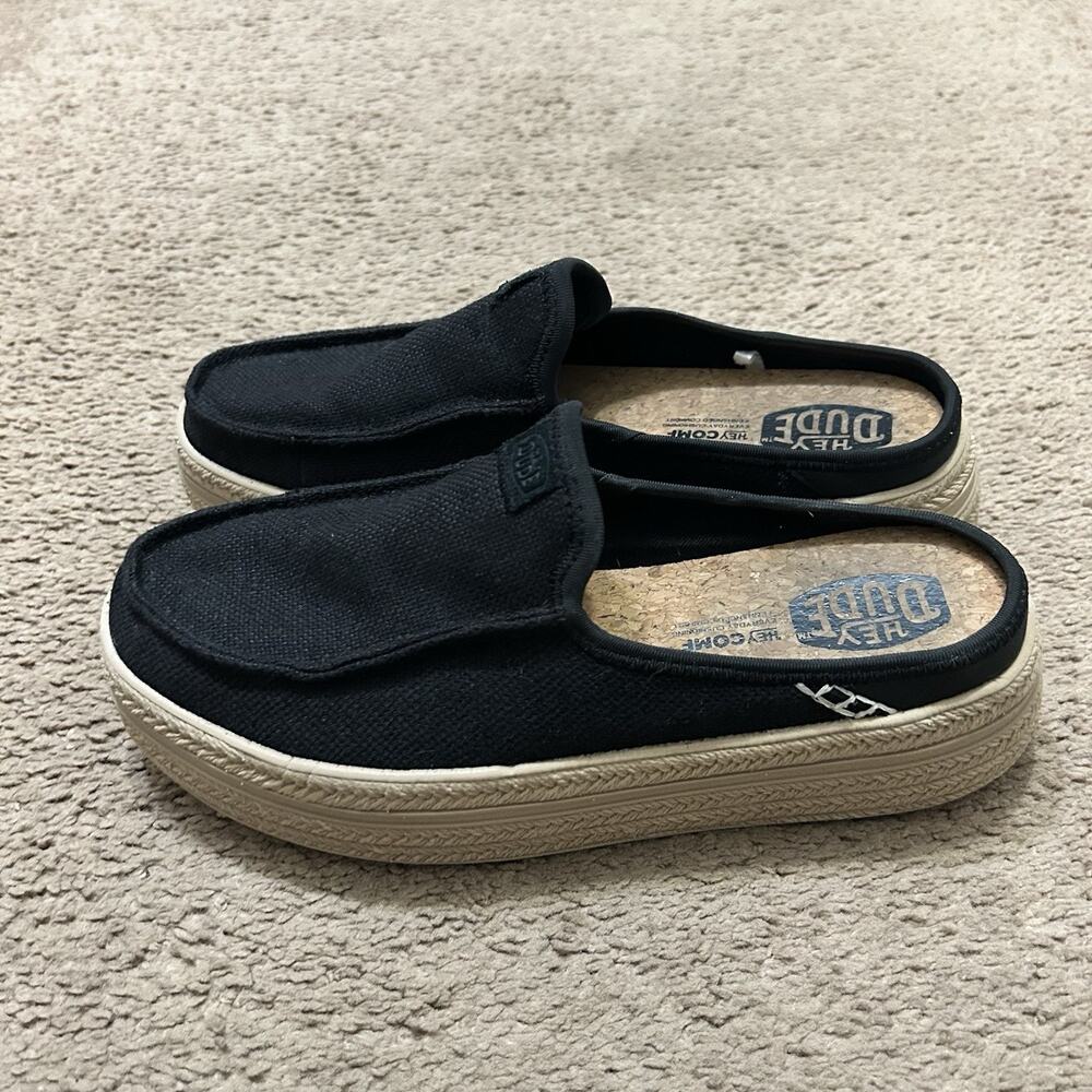 Hey Dude Austin Lift Espadrille Woven Black Women’s Size 9 Lightly Used
